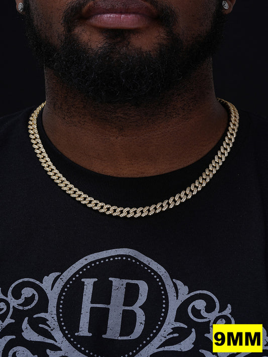 Classic Miami Cuban Link Chain Necklace Iced Out CZ Stones - 14k Gold Vermeil 925 Silver - 6mm-18mm - 16-30"