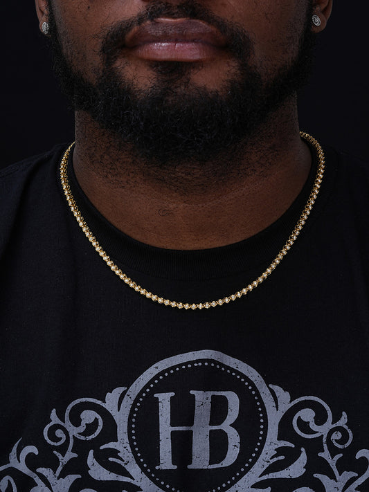 MOISSANITE Illusion Tennis Chain Necklace Iced Out  - 14k Gold Vermeil 925 Silver - 3mm - 16"-28"