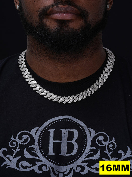 MOISSANITE #1 Bestseller Miami Cuban Link Prong Chain Necklace Iced Out - 925 Silver - 8mm-20mm - 16-30"