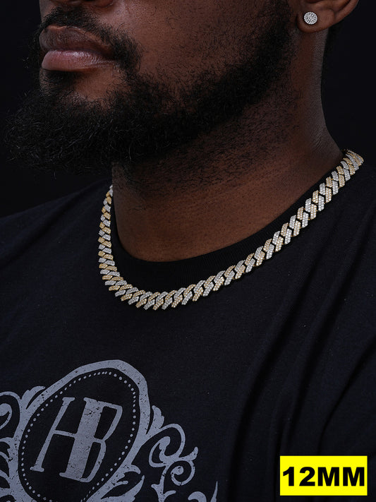 MOISSANITE #1 Bestseller Miami Cuban Link Prong Chain Necklace Iced Out - 14k Gold Vermeil & 925 Silver - 8mm-20mm - 16" - 30"