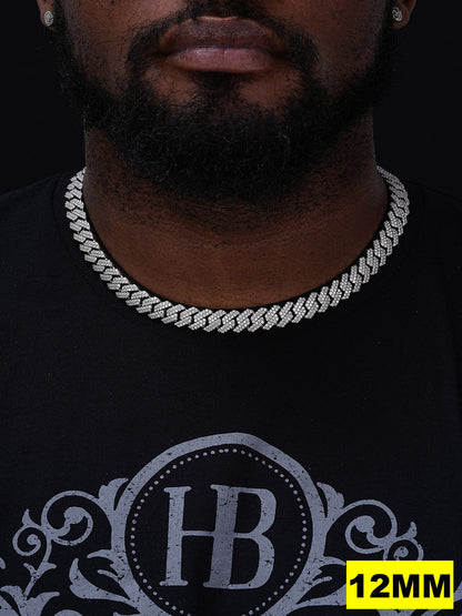 MOISSANITE #1 Bestseller Miami Cuban Link Prong Chain Necklace Iced Out - 925 Silver - 8mm-20mm - 16-30"