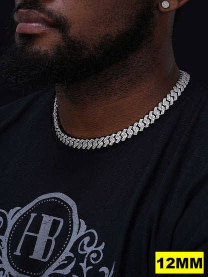 MOISSANITE #1 Bestseller Miami Cuban Link Prong Chain Necklace Iced Out - 925 Silver - 8mm-20mm - 16-30"
