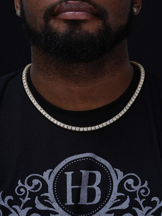 MOISSANITE Reinvented Tennis Chain Necklace Iced Out On All Sides - 14k Gold Vermeil 925 Silver - 5mm - 14"-28"