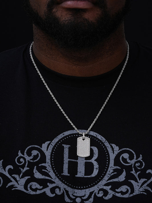 MOISSANITE Dog Tag Iced Hip Hop Pendant - 925 Silver - 3 Sizes 1"-2"