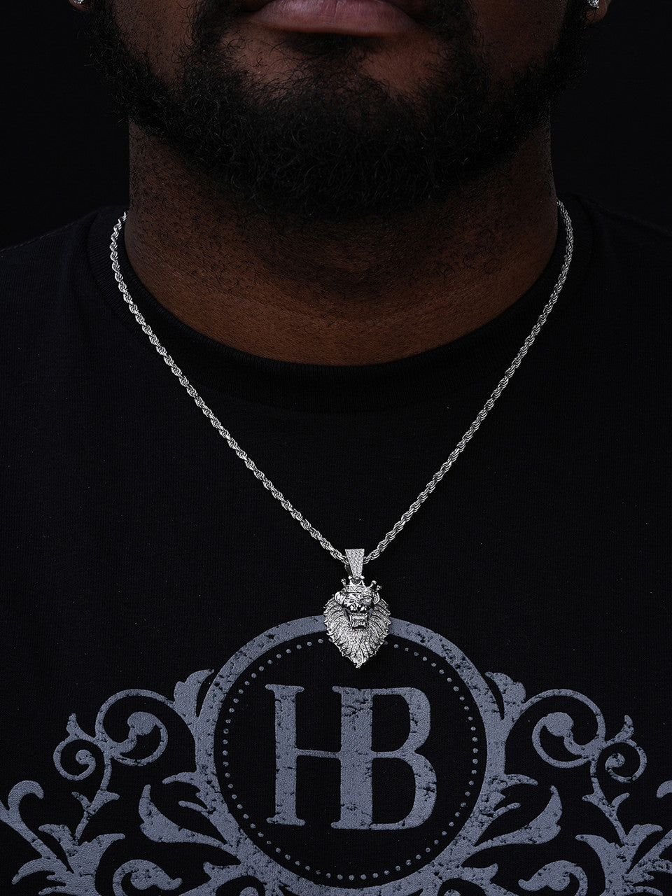 Mens Rasta Lion Crown Africa Pendant - 14k Gold Vermeil Or 925 Silver - CZ Stones - Small 1.5"