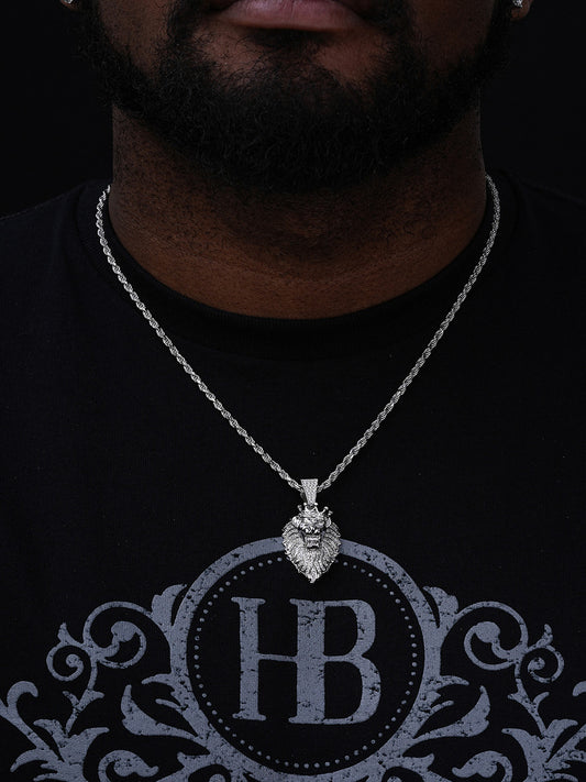 Mens Rasta Lion Crown Africa Pendant - 14k Gold Vermeil Or 925 Silver - CZ Stones - Small 1.5"