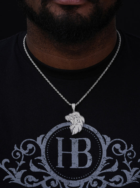 MOISSANITE Lion King Leo Pendant - 14k Gold Vermeil Or 925 Silver - Medium 2.25"