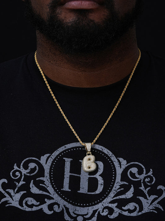A - Z Initials Graffiti Bubble Letter Iced Out Pendant - 14k Gold Vermeil Or 925 Silver - CZ Stones - Medium 1.25"