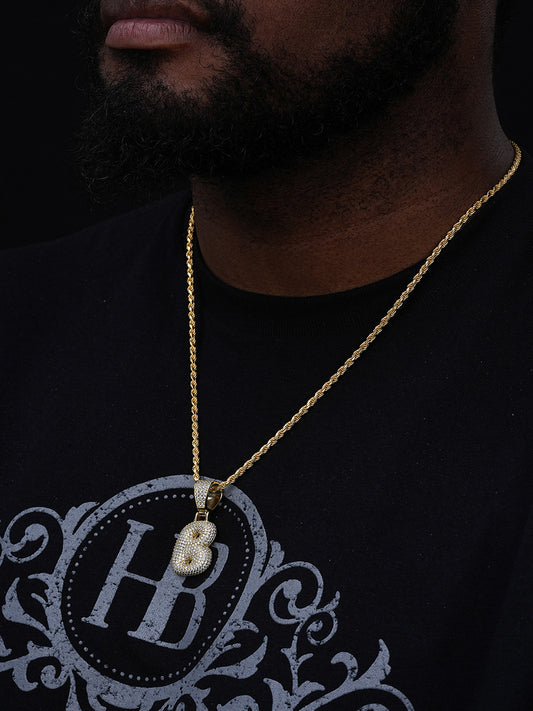 A - Z Initials Graffiti Bubble Letter Iced Out Pendant - 14k Gold Vermeil Or 925 Silver - CZ Stones - Medium 1.25"