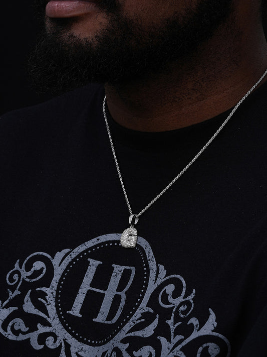 A - Z Initials Bubble Letter Iced Out Pendant - 14k Yellow/Rose Gold Vermeil or 925 Silver - CZ Stones - Small 1"