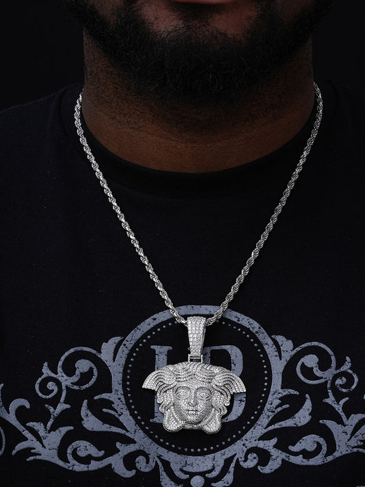 MOISSANITE Medusa Head Iced Out Pendant - 14k Gold Vermeil Or 925 Silver - Large 3"