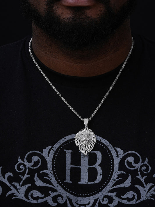 MOISSANITE Lion King Iced Out Pendant - 14k Gold Vermeil Or 925 Silver - Medium 2.25"