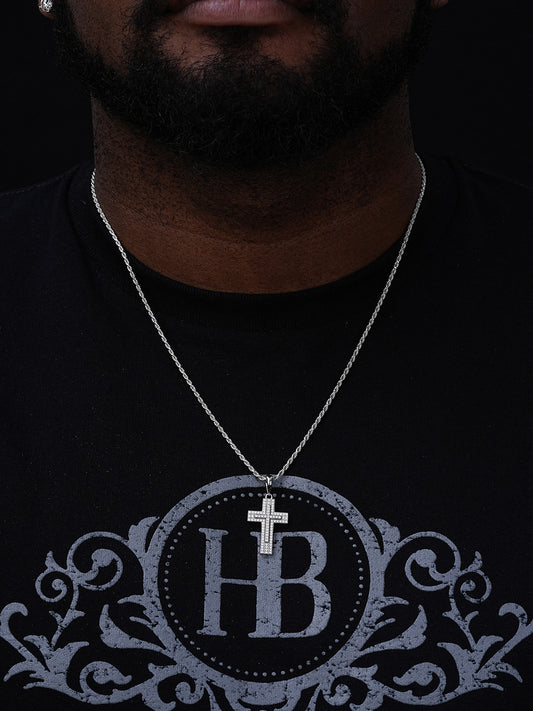 MOISSANITE Miami Iced Hip Hip Cross Pendant - 14k Yellow Gold Vermeil Or 925 Silver - Small 1"