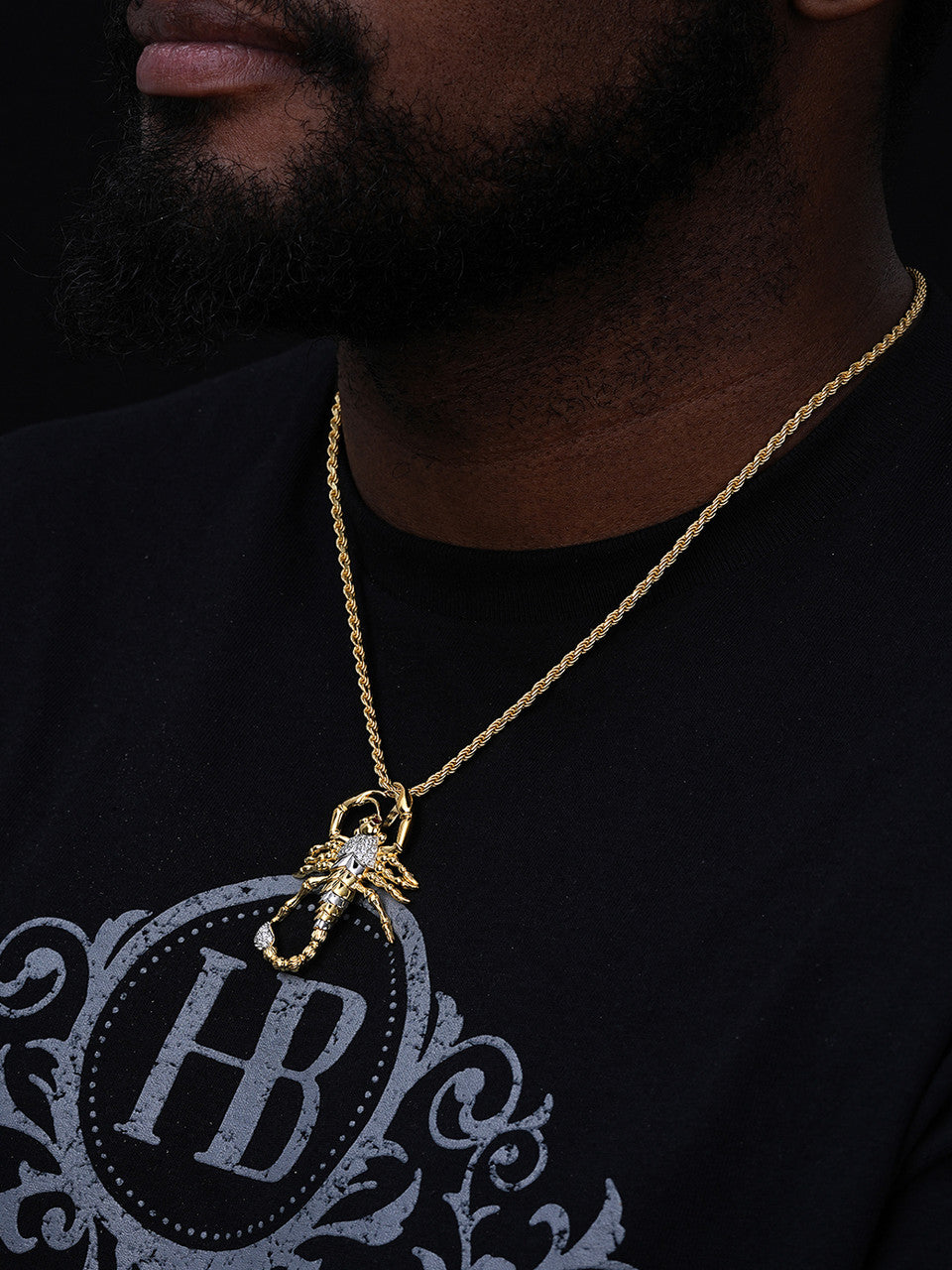 Scorpion Hip Hop Pendant - 14k Gold Vermeil & 925 Silver Accents - CZ Stones - Medium 2"