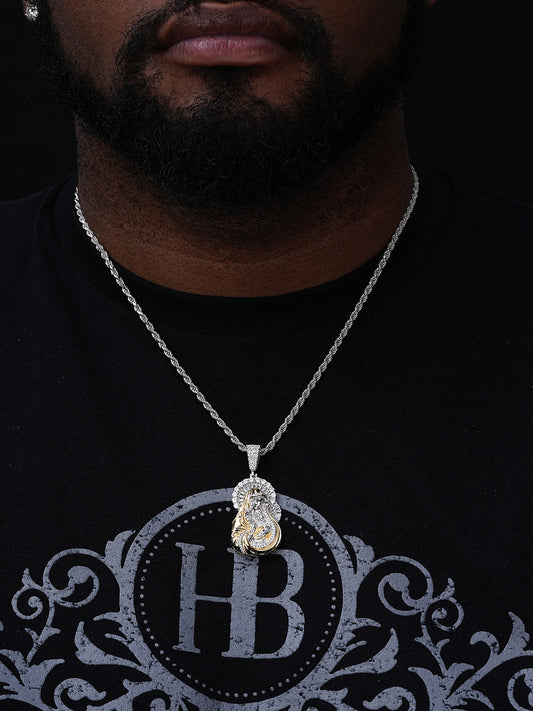 Virgin Mary Iced Diamond Hip Hop Pendant - 14k Gold Vermeil Or 925 Silver - CZ Stones - Medium 2"