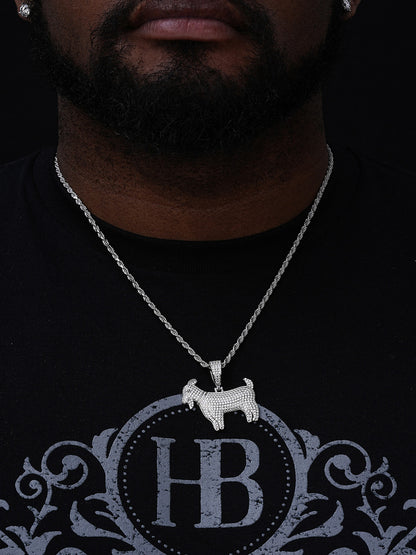 GOAT Iced Out Pendant - 14k Gold Vermeil Or 925 Silver - CZ Stones - Small 1.5"