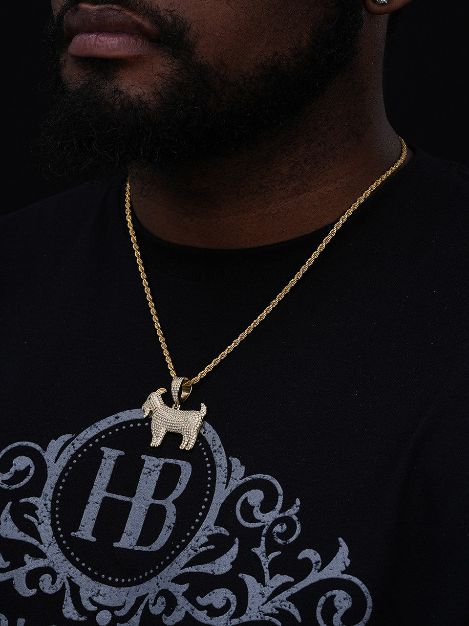 GOAT Iced Out Pendant - 14k Gold Vermeil Or 925 Silver - CZ Stones - Small 1.5"