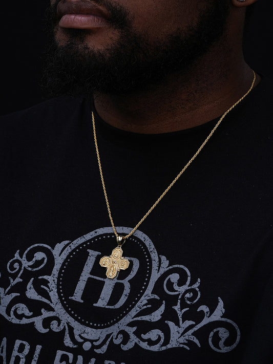 Miraculous Four 4 Way Catholic Cross Pendant - 14k Gold Vermeil Or 925 Silver - Large 3"
