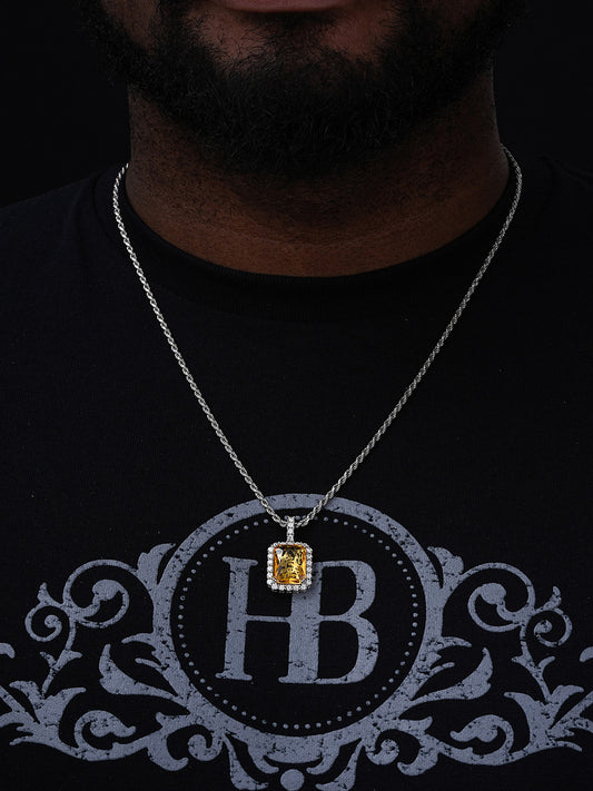 MOISSANITE Simulated Yellow Canary Diamond Pendant - 14k Gold Vermeil Or 925 Silver - Small 1.5"