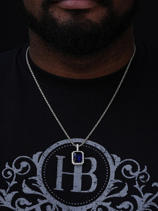 MOISSANITE Simulated Sapphire Diamond Pendant - 14k Gold Vermeil Or 925 Silver - Small 1.5"