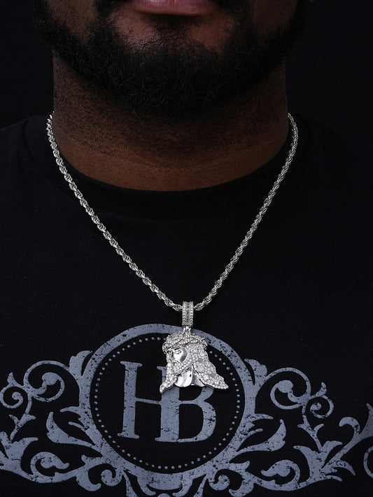 MOISSANITE Bust Down Baguette Jesus Pendant - 14k Yellow Gold Vermeil Or 925 Silver - Large 2.5"