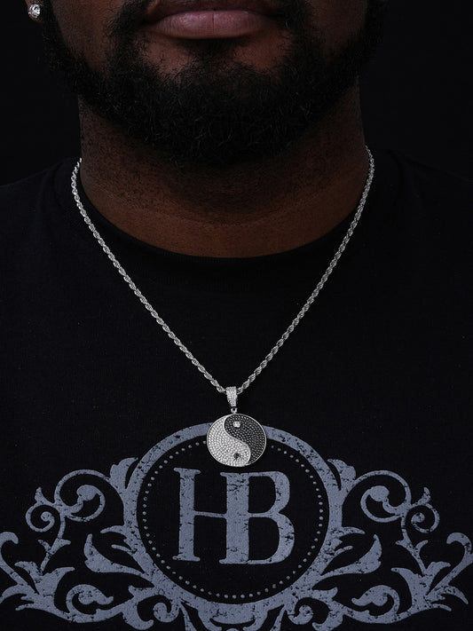 MOISSANITE Ying Yang Chinese Symbol Iced Out Pendant - 14k Gold Vermeil Or 925 Silver - Small 1.5"