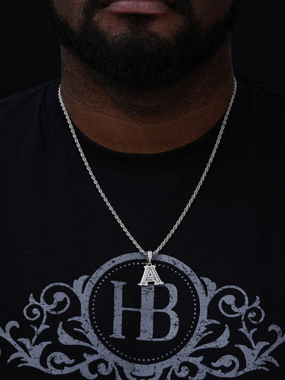 MOISSANITE A - Z Initials Gothic Letter Iced Out Pendant - 14k Yellow Gold Vermeil Or 925 Silver - Small 1.25"