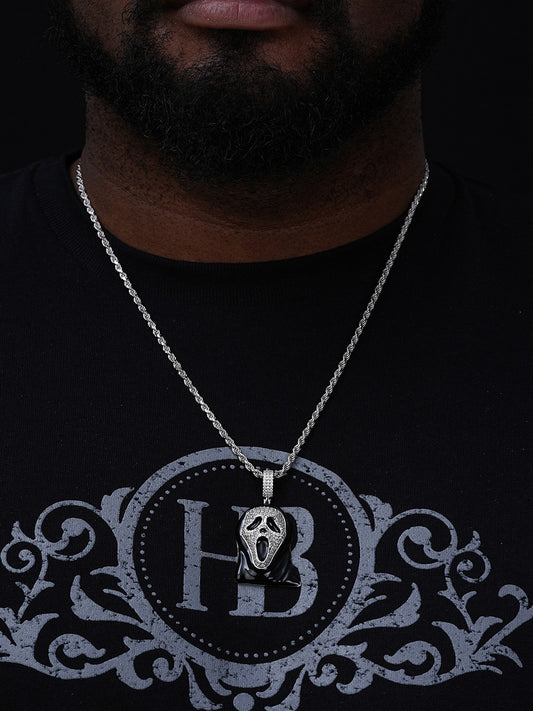 MOISSANITE Scream Mask Ghostface Iced Pendant - 14k Gold Vermeil Or 925 Silver - Medium 2"