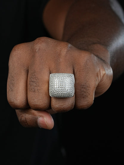 "Biggest Ring We Make" - Dome Iced Out Ring - 925 Silver - CZ Stones