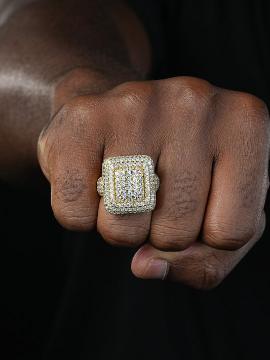 Italian Mafia Iced Out Ring - 14k Yellow/Rose/White Gold Vermeil 925 Silver - CZ Stones