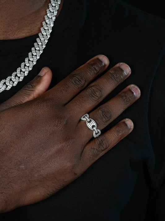 Gucci Link Ring - 14k Yellow/Rose/White Gold Vermeil 925 Silver - CZ Stones