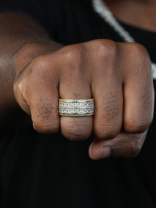 Forever BOSS Eternity Ring - 14k Yellow Gold Vermeil/Natural 925 Silver - CZ Stones