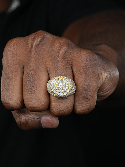 Round Cluster Iced Out Ring - 14k Gold Vermeil 925 Silver - CZ Stones