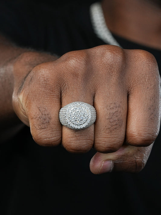 Round Cluster Iced Out Ring - 925 Silver - CZ Stones