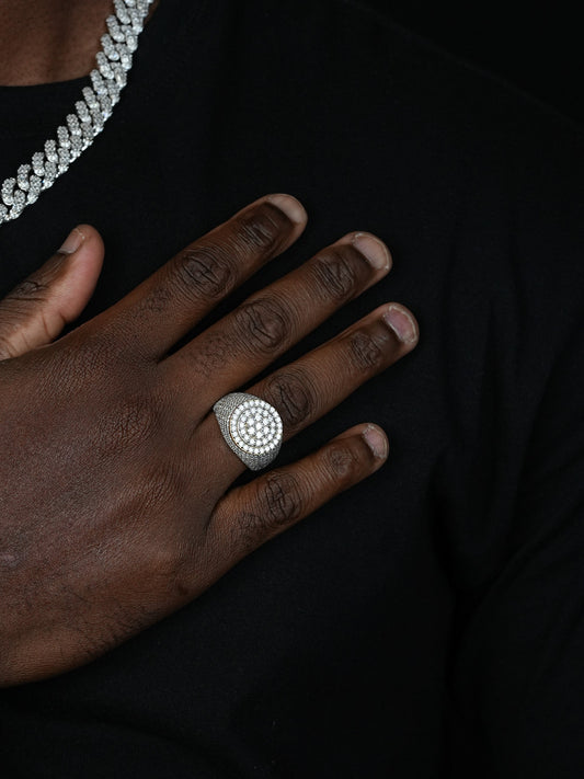 Round Cluster Iced Out Ring - 925 Silver - CZ Stones