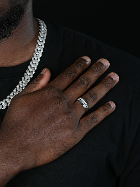 Double Row Eternity Band Ring - 925 Silver - CZ Stones