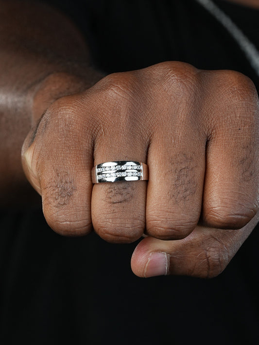 Double Row Eternity Band Ring - 925 Silver - CZ Stones