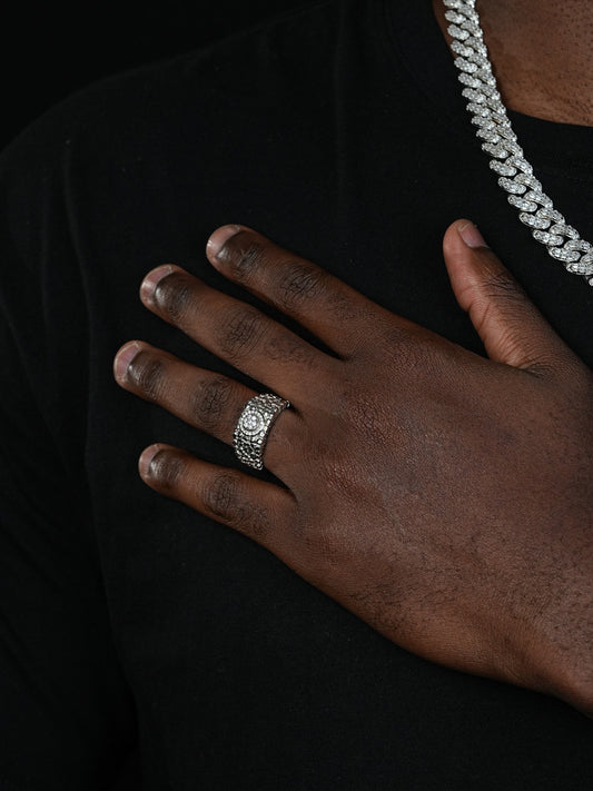 MOISSANITE Nugget Ring W. Crown Ring - 925 Silver