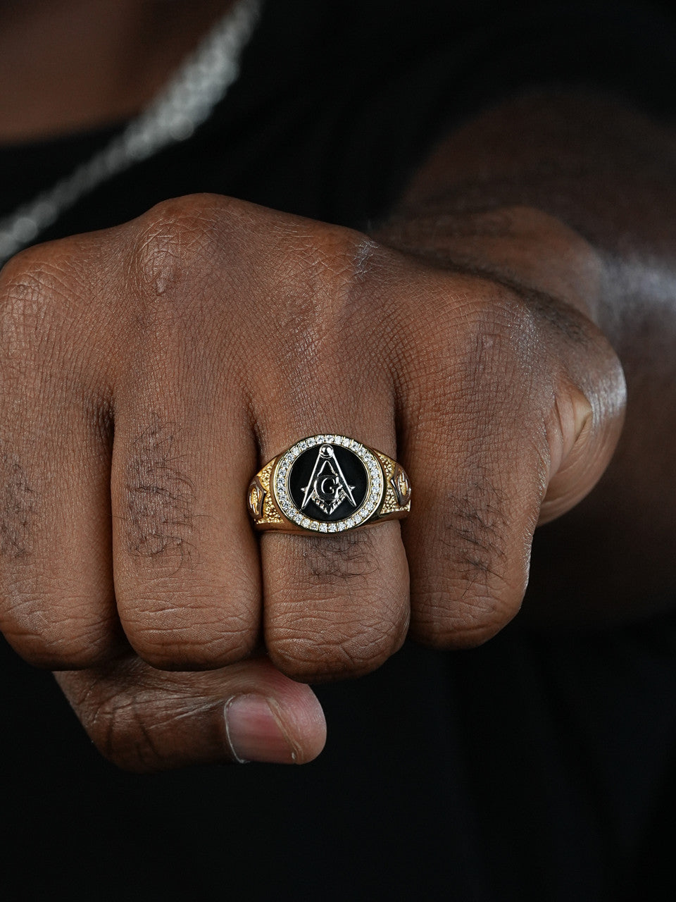 Mason's Secret Ring - 14k Gold Vermeil 925 Silver Two Tone - CZ Stones