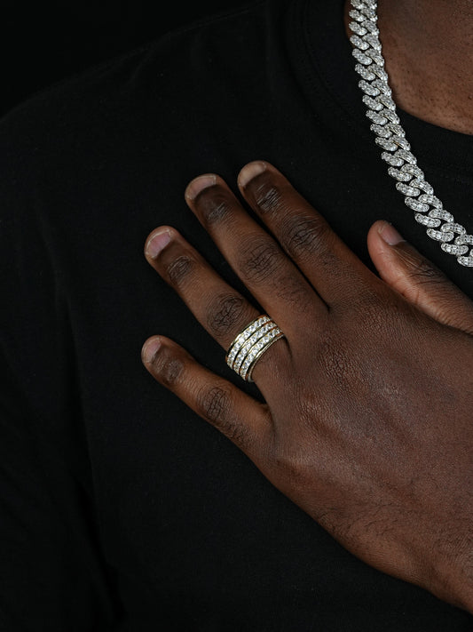 Thick Eternity Band Channel Set - 14k Yellow Gold Vermeil/Natural 925 Silver - CZ Stones