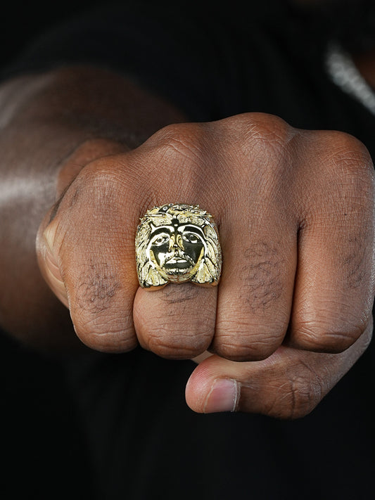 Passion Of The Christ - Jesus Ring - 14k Gold Vermeil 925 Silver - CZ Stones