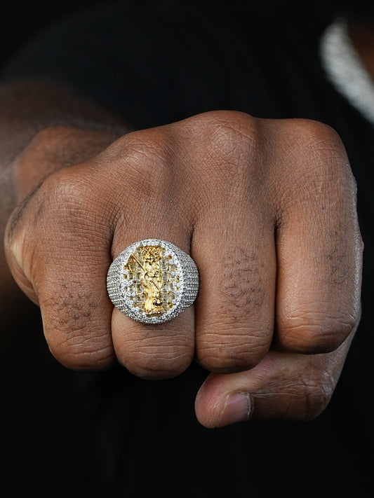 Eye Of Death Grim Reaper Iced Out Ring - 14k Gold Vermeil 925 Silver - CZ Stones