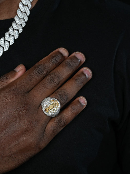 Eye Of Death Grim Reaper Iced Out Ring - 14k Gold Vermeil 925 Silver - CZ Stones