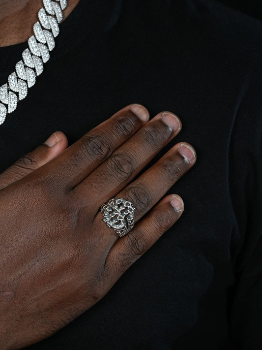 Silver Nugget Money Plain Ring - 925 Silver