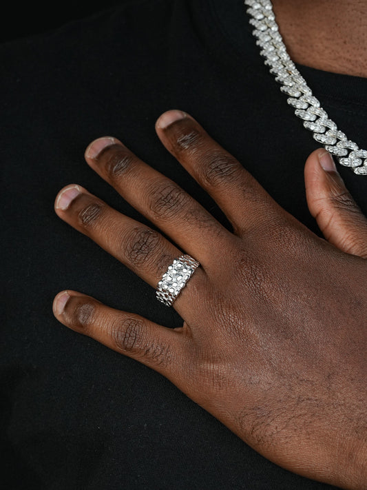 Earthquake Nugget Ring - 14k Gold Vermeil 925 Silver - CZ Stones