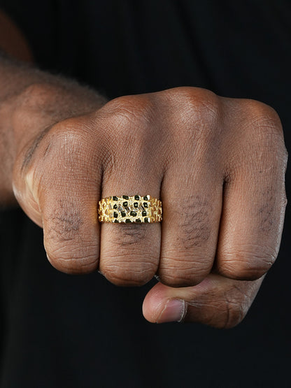 Earthquake Nugget Ring - 925 Silver - CZ Stones