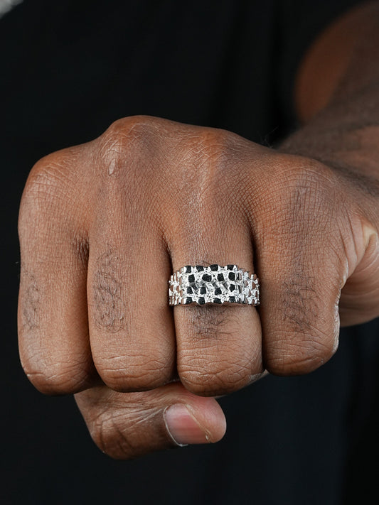 Earthquake Nugget Ring - 14k Gold Vermeil 925 Silver - CZ Stones