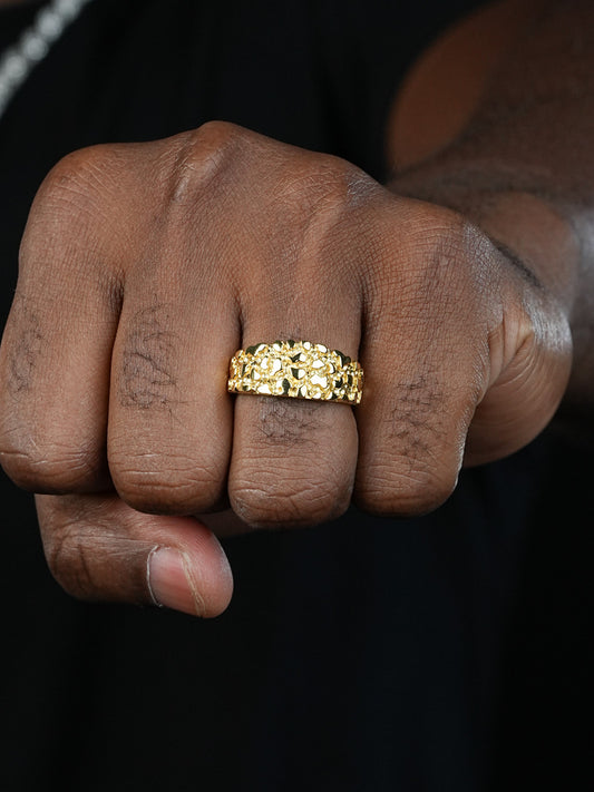 Alaska Gold Nugget Plain Ring - 14k Gold Vermeil 925 Silver