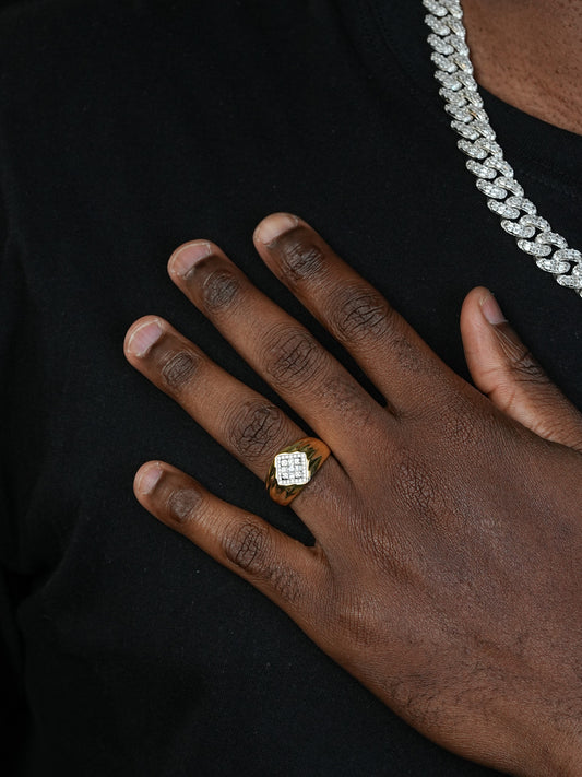 Basquiat Ring - 14k Gold Vermeil 925 Silver - CZ Stones