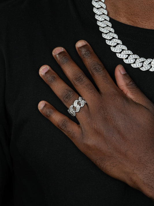 Florida Cuban Ring - 925 Silver - Baguette CZ Stones